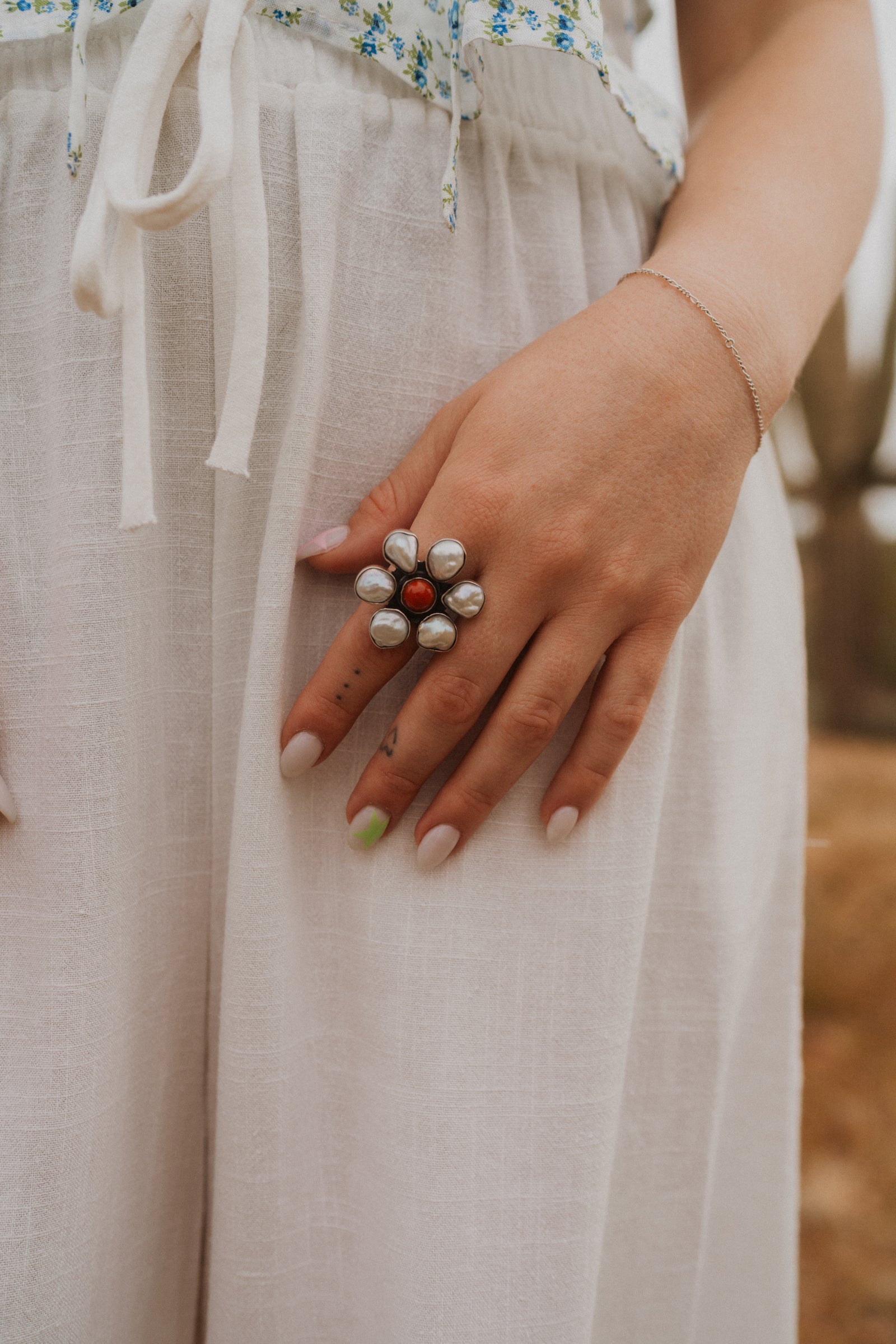 Carnation Ring | Pearl + Coral