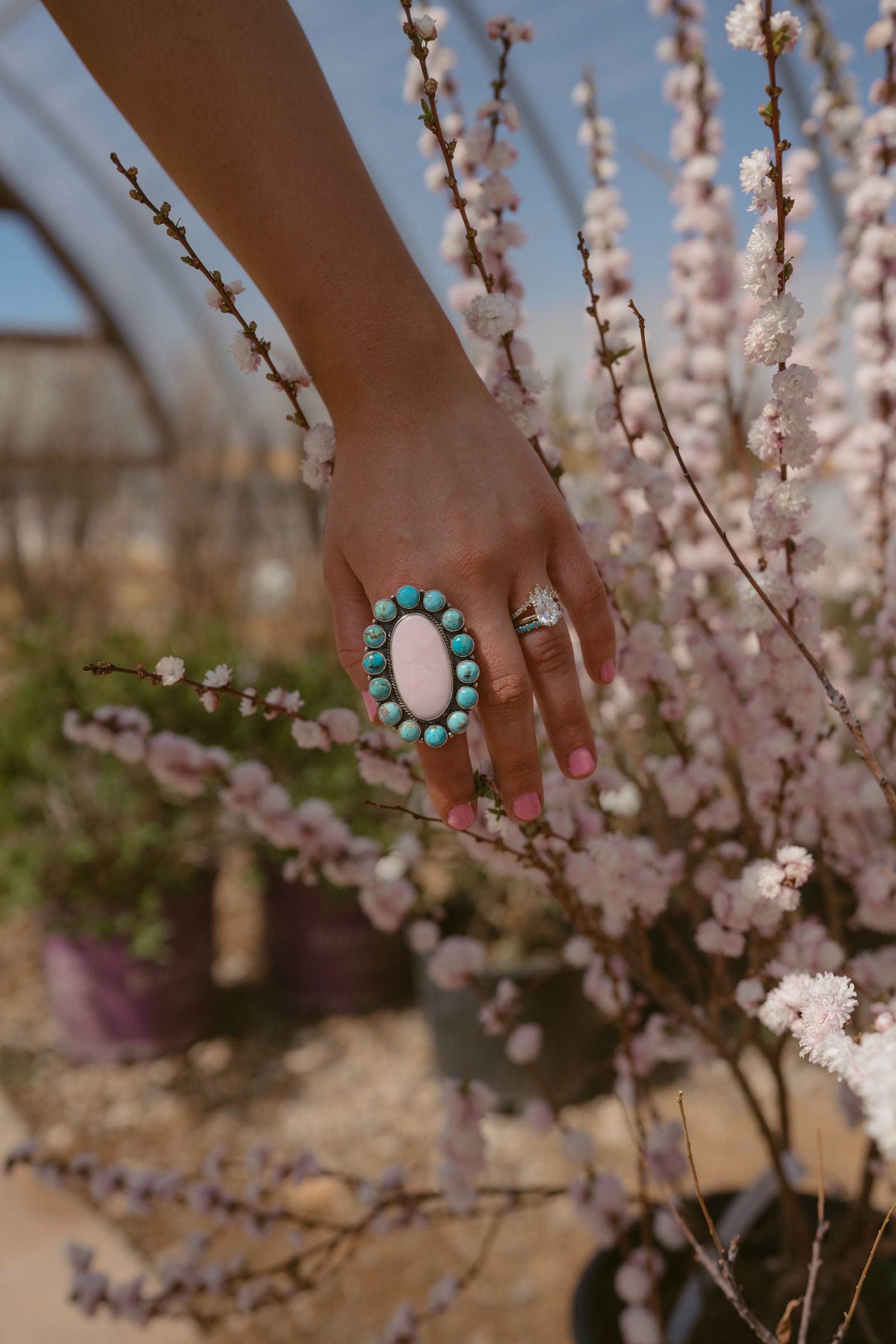 Mazzy Ring | Pink Petalite + Turquoise | #2