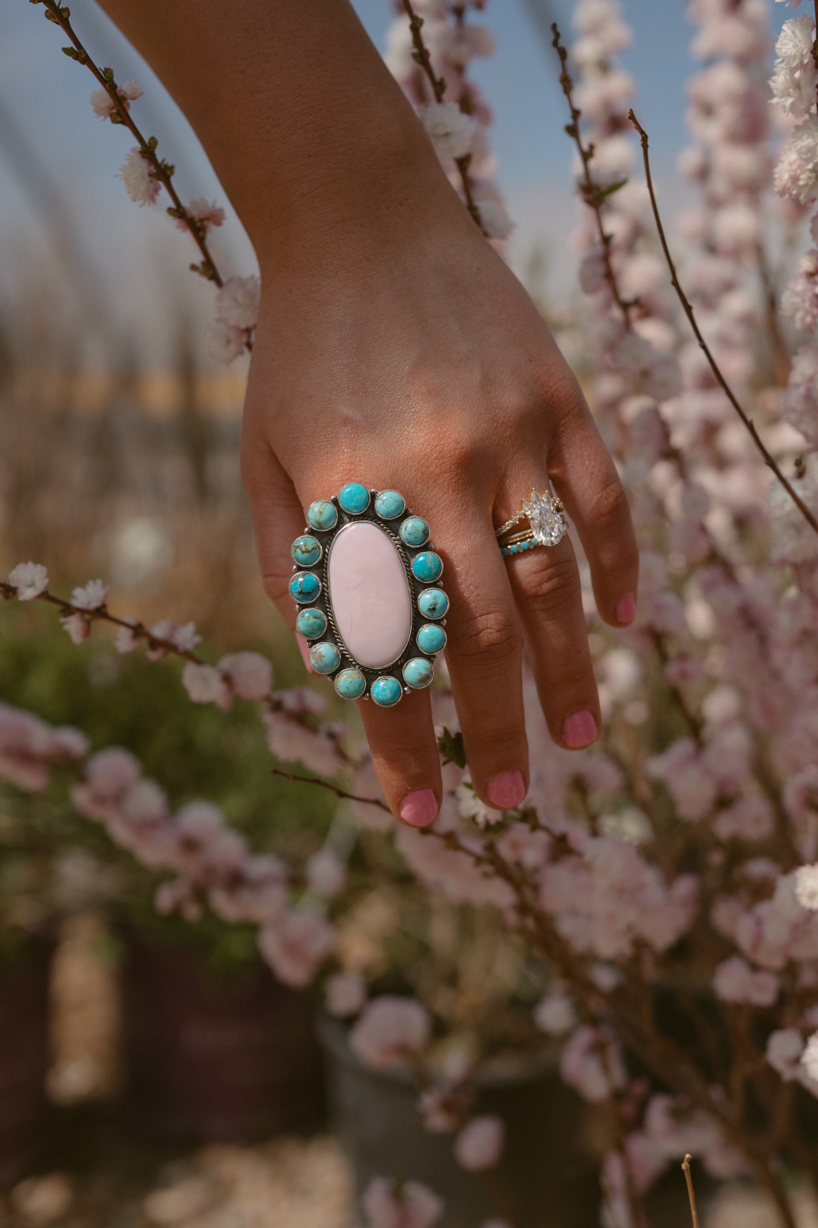 Mazzy Ring | Pink Petalite + Turquoise | #2