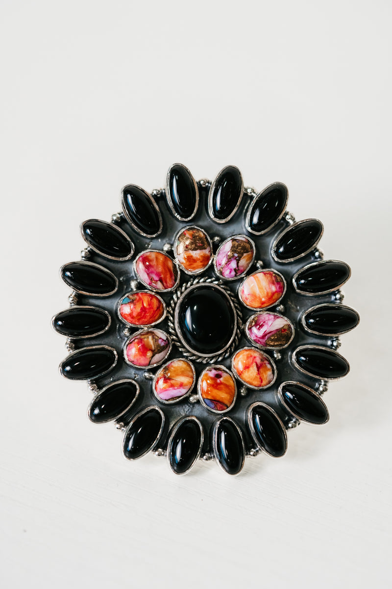 Pink Eclipse Ring | Pink Spiny + Black Onyx