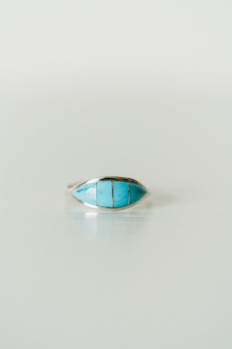 Mini Vertical Shield Ring | Turquoise