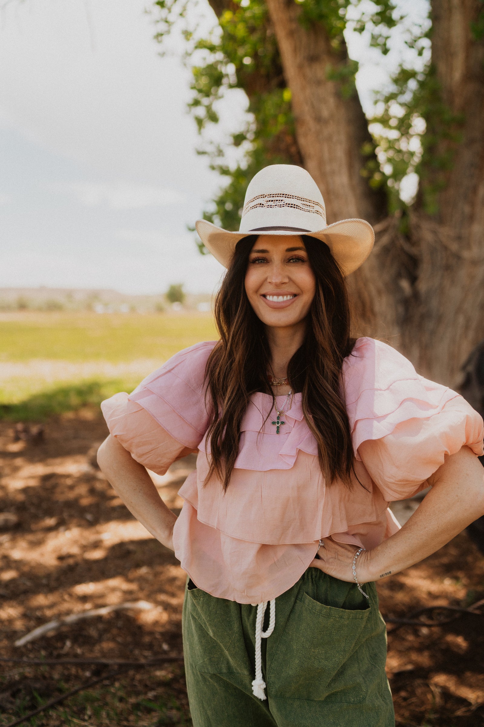 Calico Straw Hat