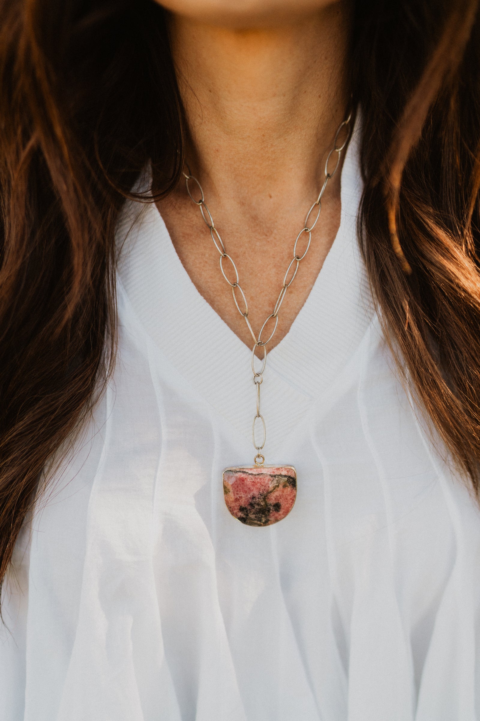 Fern Necklace | Pink Rhodonite - FINAL SALE