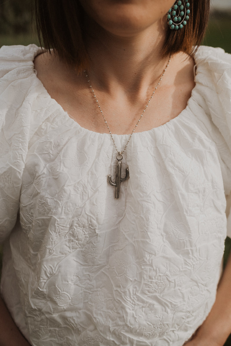 Cactus Necklace | Fresh Water Pearl and Silver