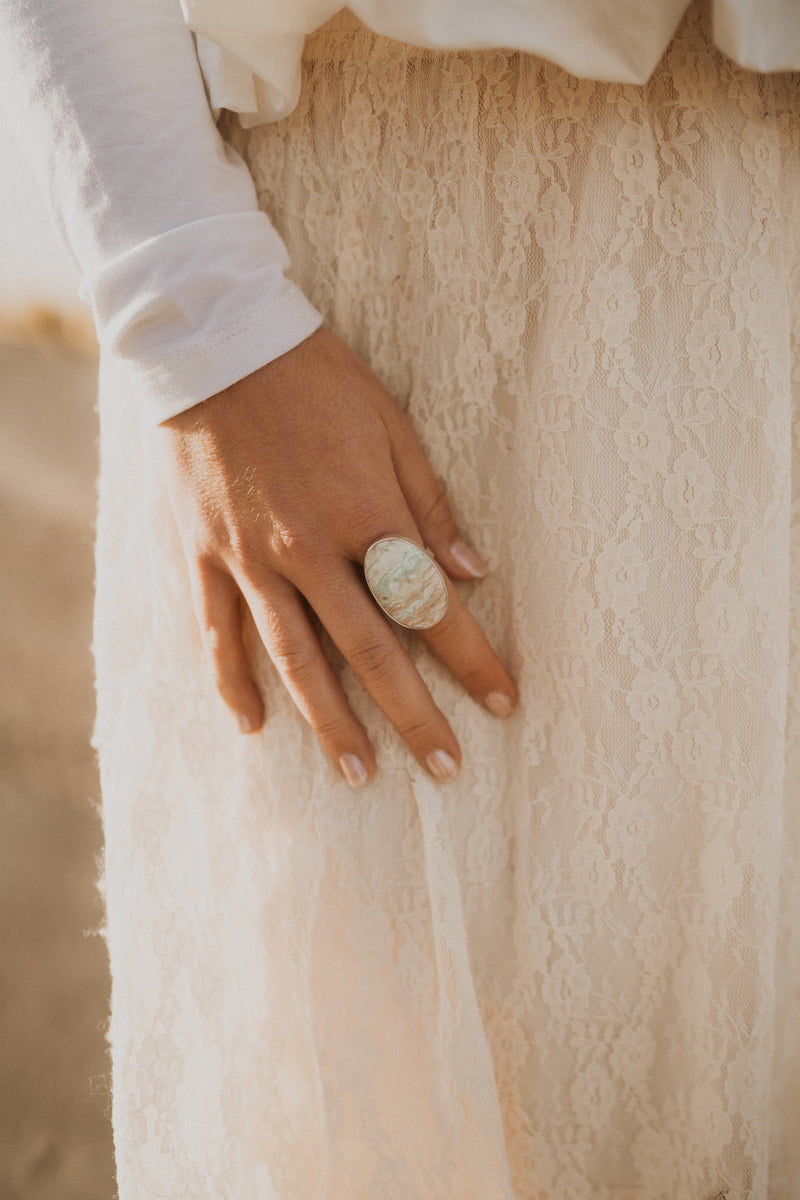 Wave Ring | Blue Aragonite