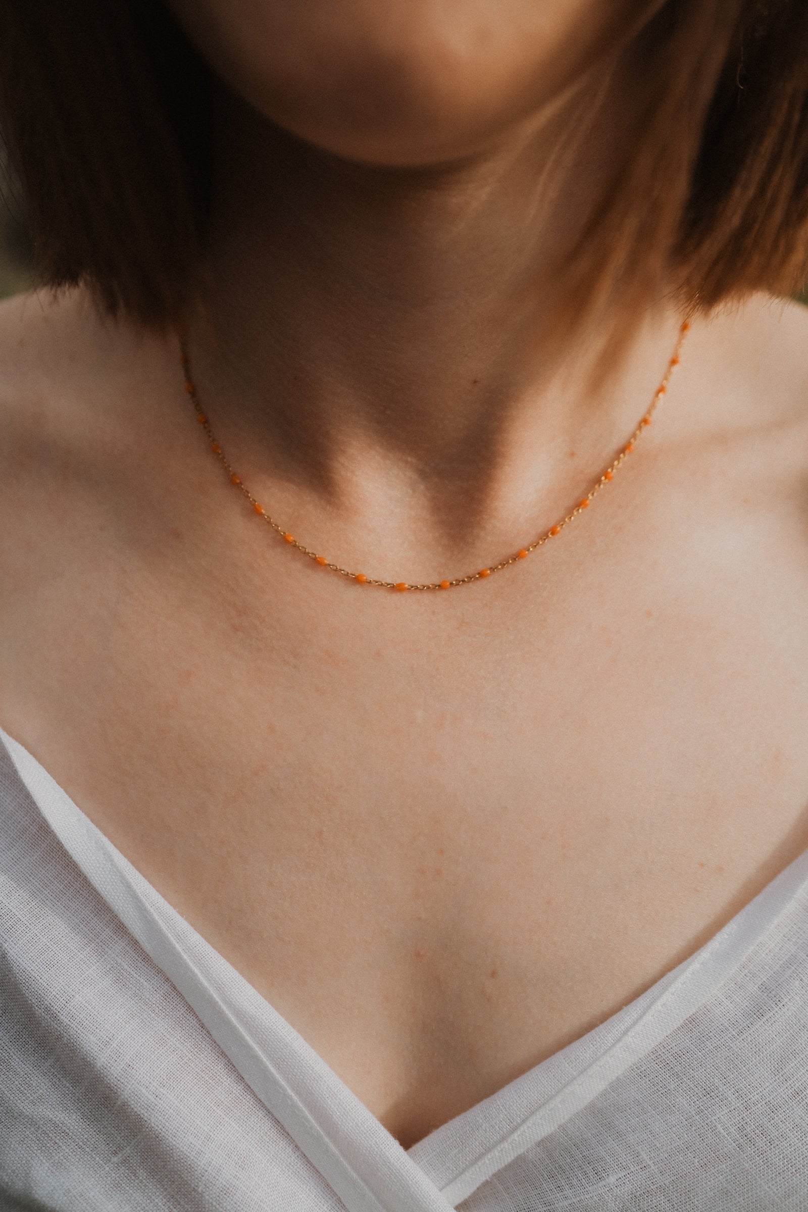 Maria Necklace | Orange + Gold