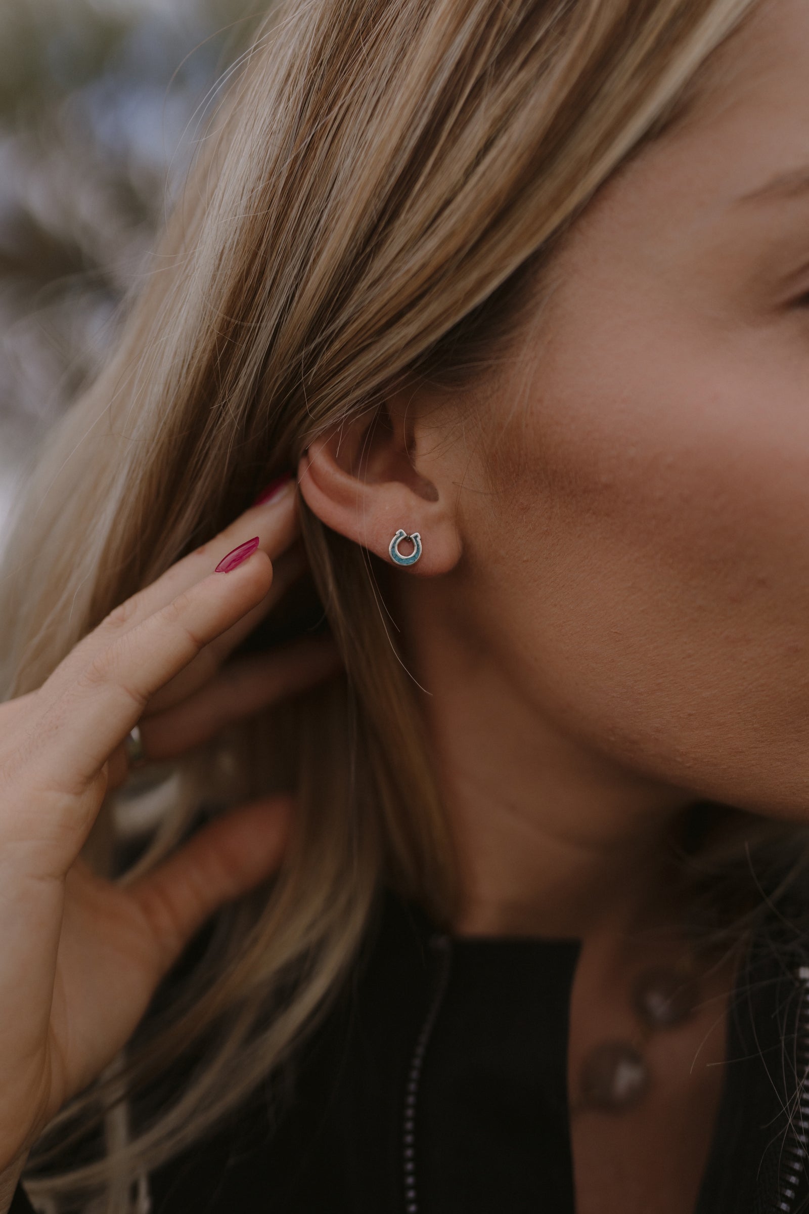 Turquoise Horseshoe Studs