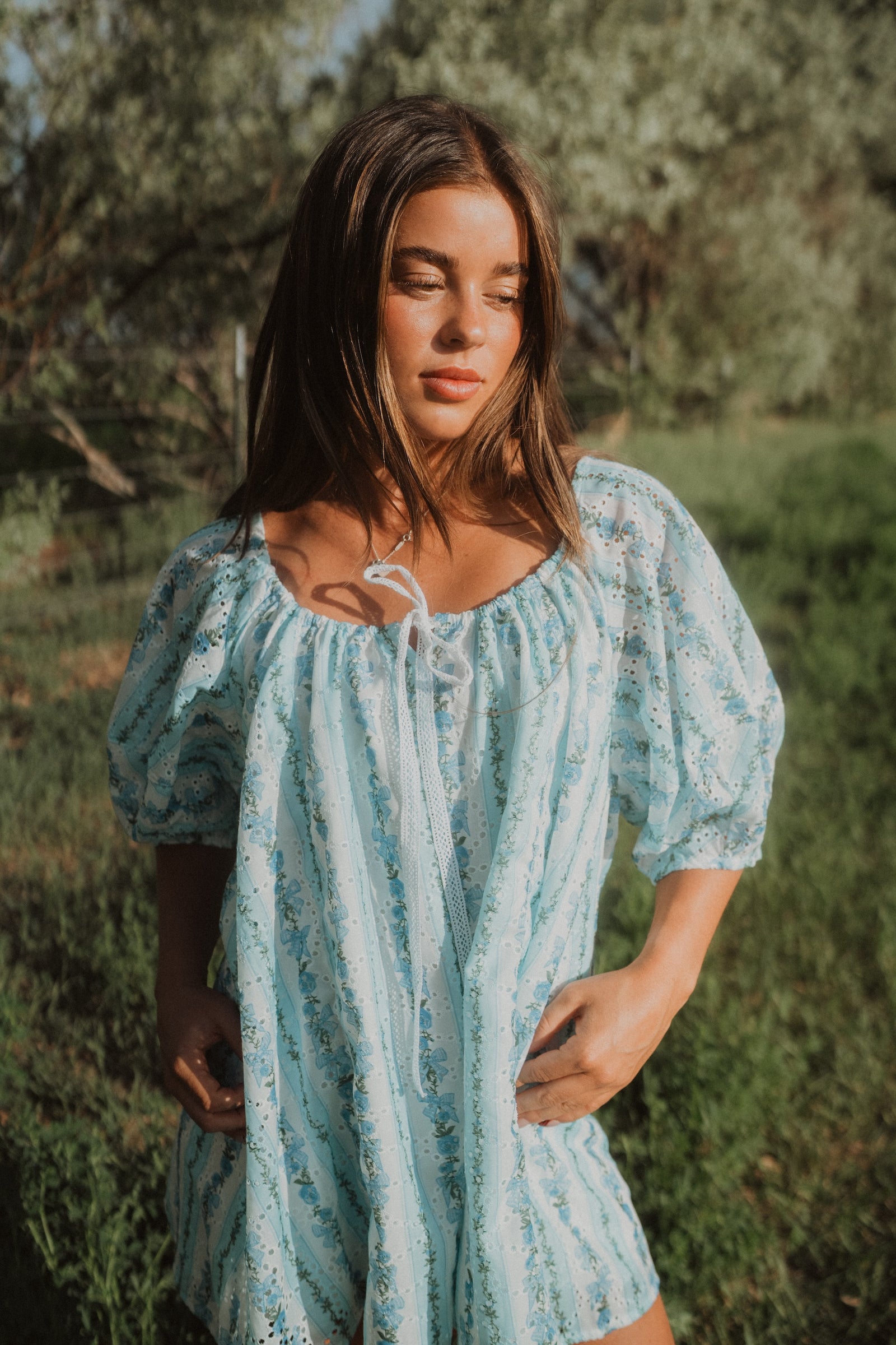 Little Blue Flowers Romper