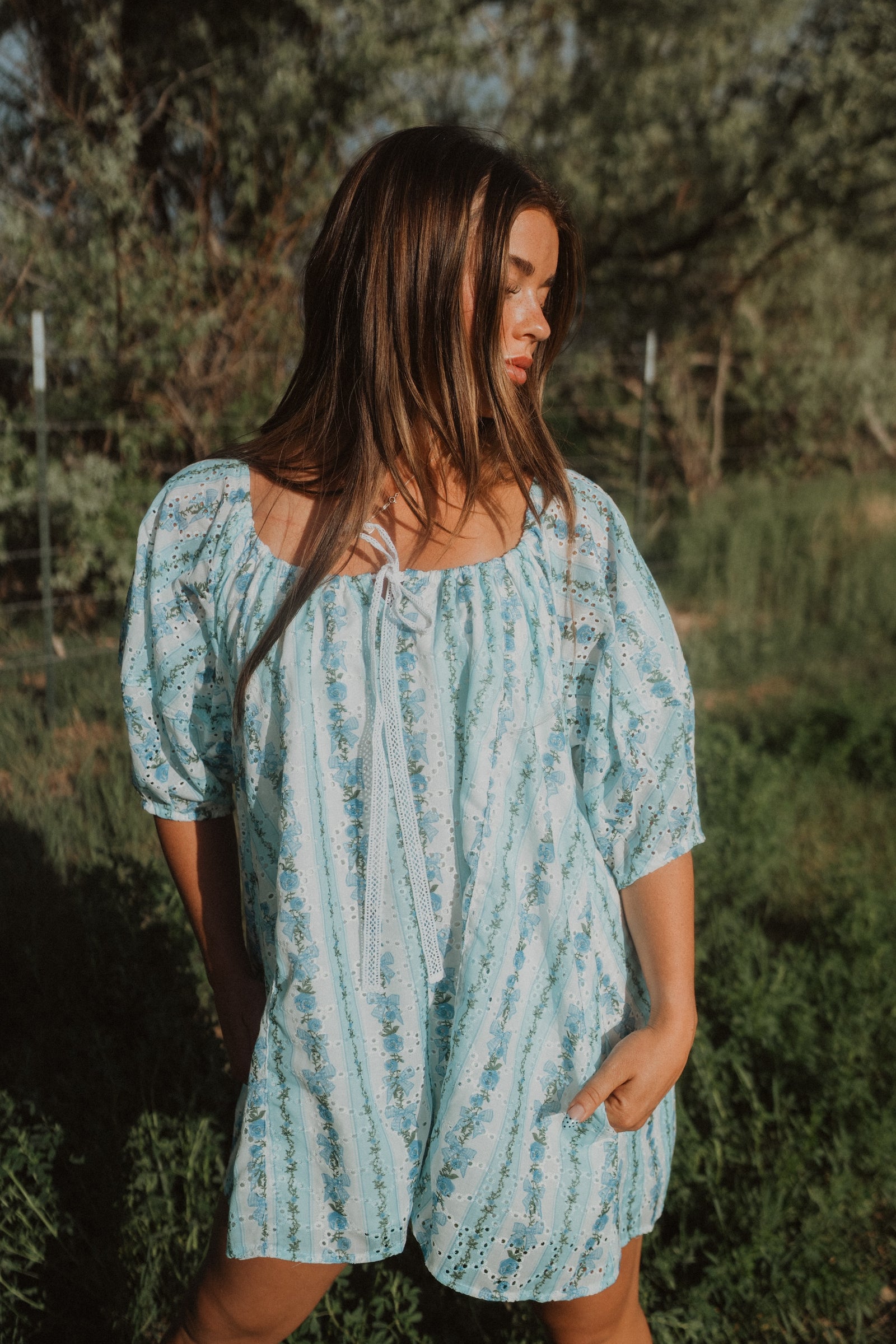 Little Blue Flowers Romper