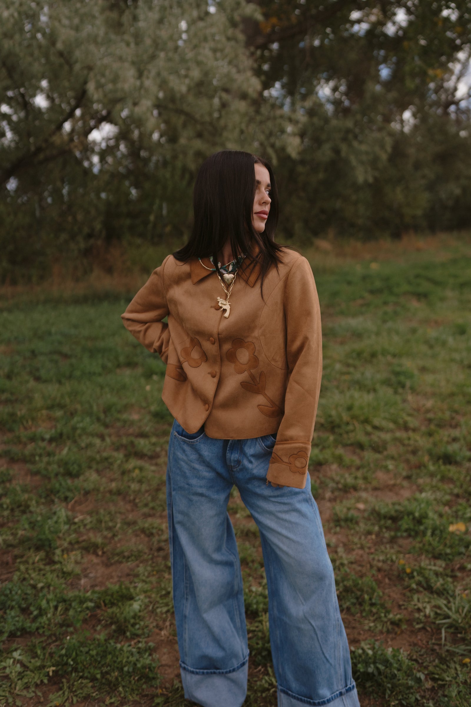 Suede Flowers Jacket