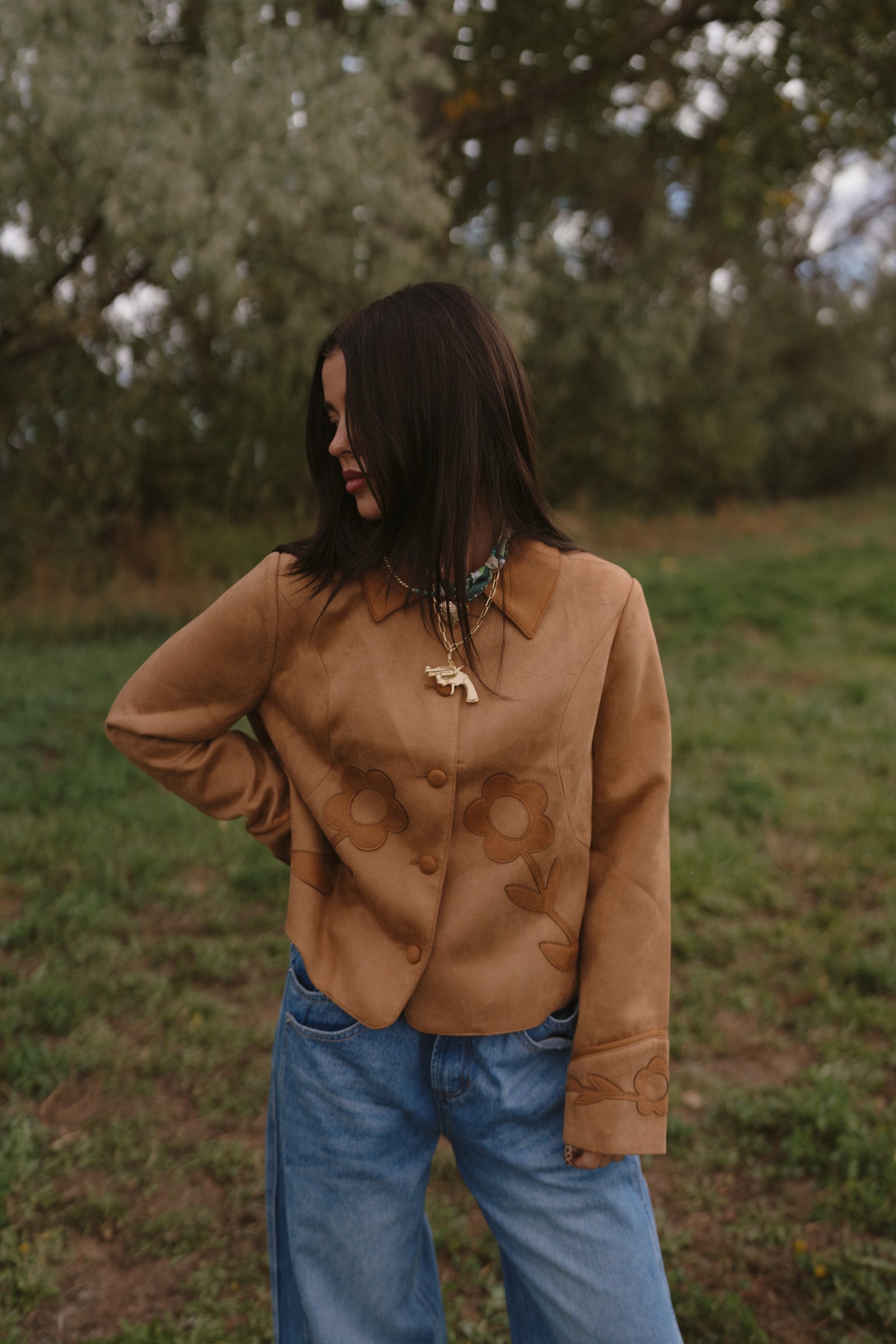 Suede Flowers Jacket