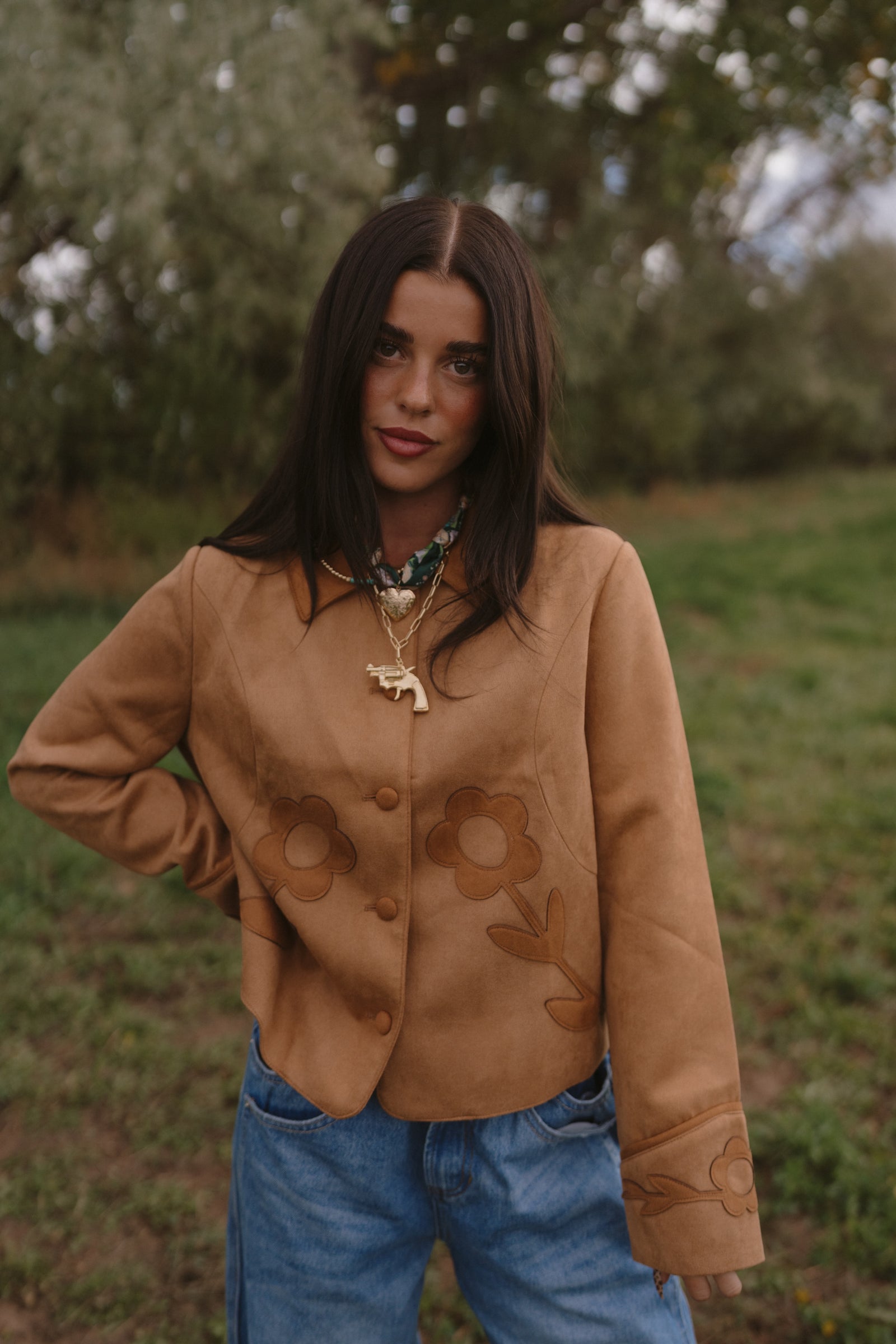 Suede Flowers Jacket