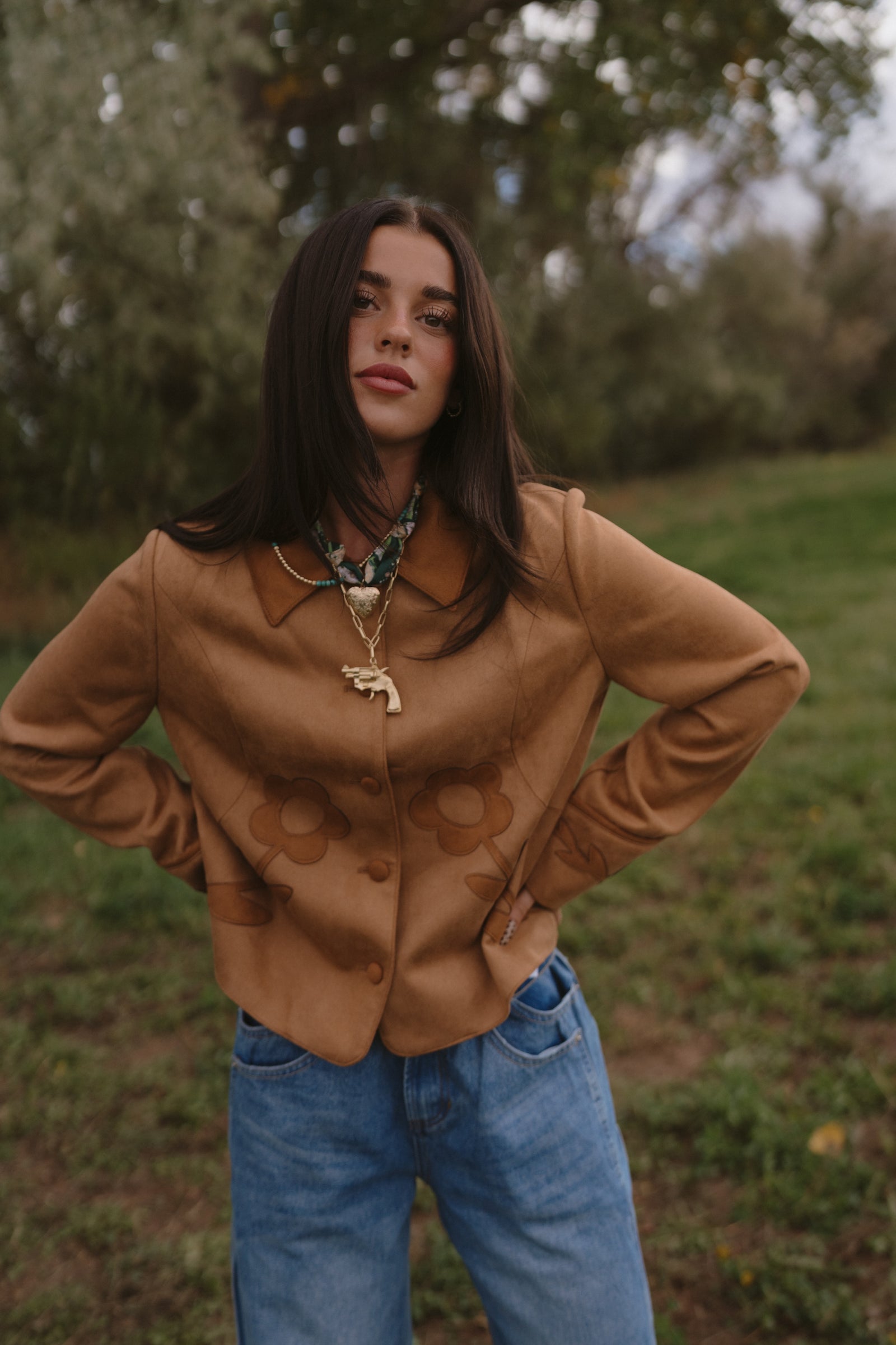 Suede Flowers Jacket