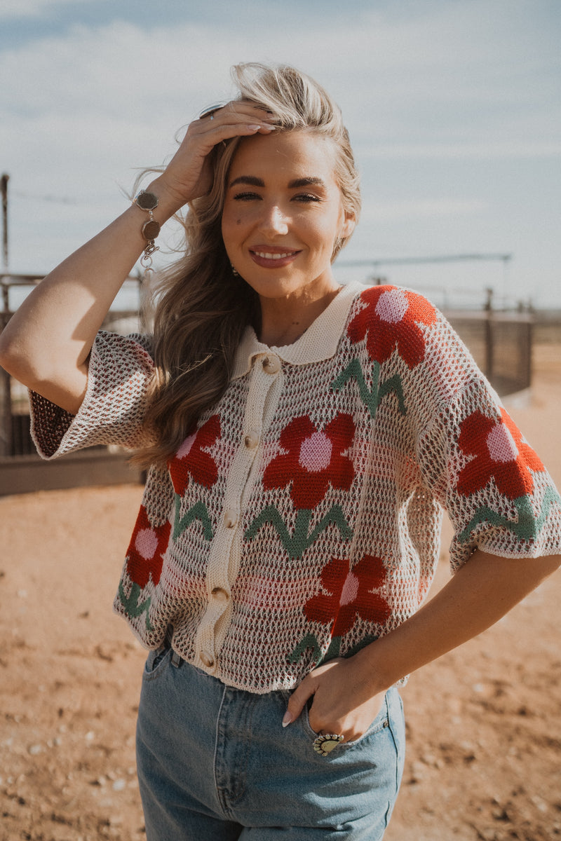Knit Florals Cardigan