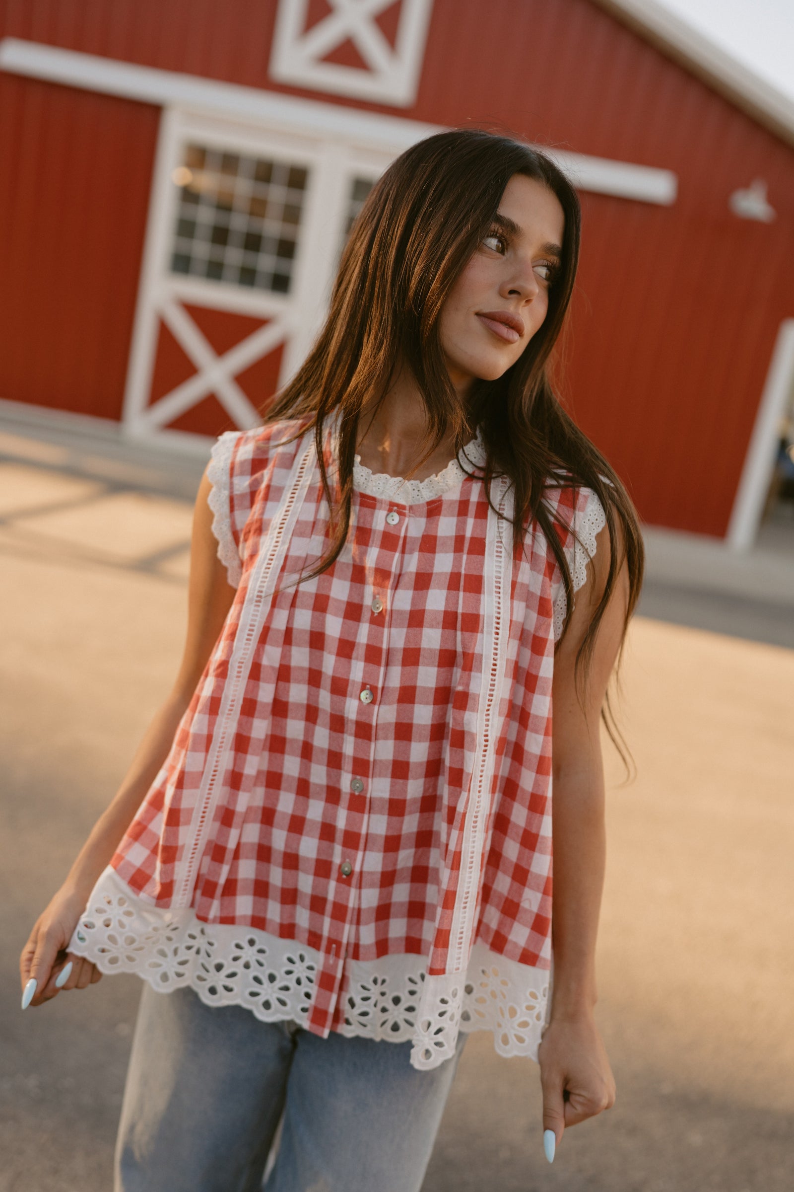 Cresa Top | Red Checkered