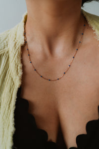 Maria Necklace | Rose Gold + Blue