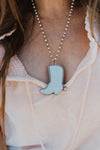 Cowboy Boot Necklace | Pearl - FINAL SALE