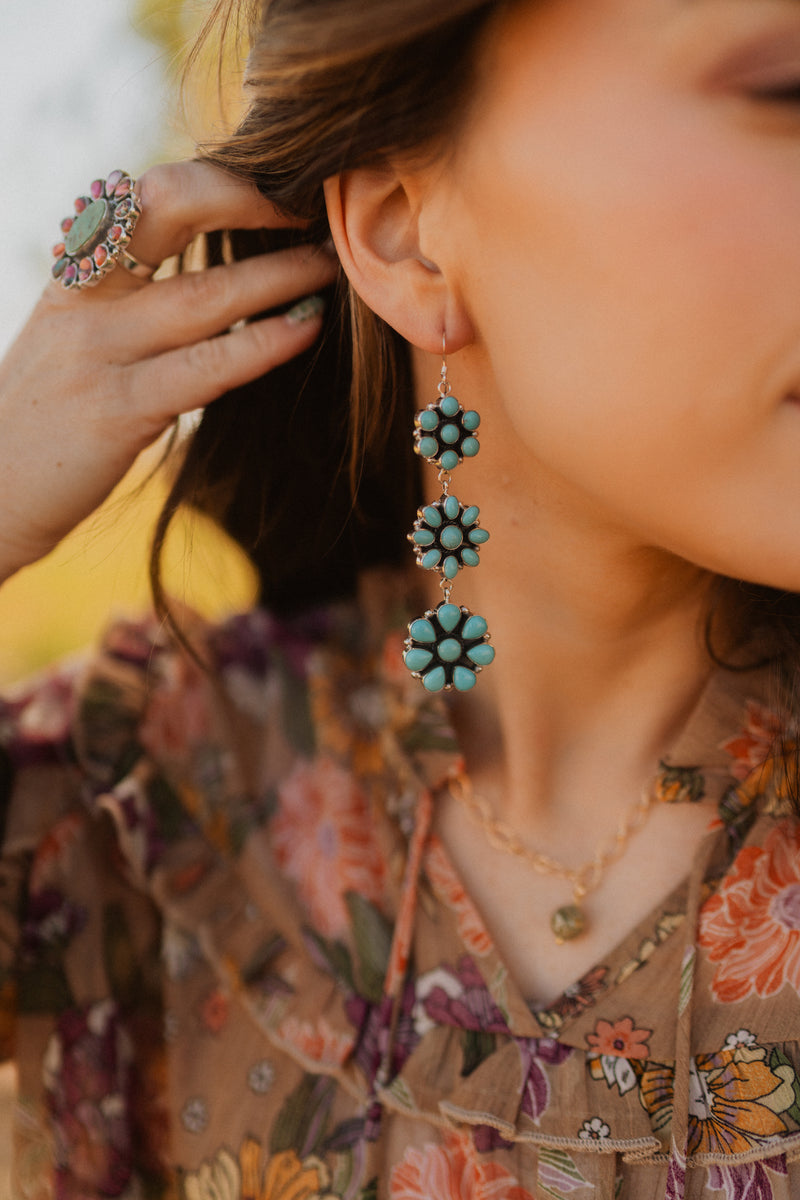 Forget Me Not Floral Earrings | Turquoise