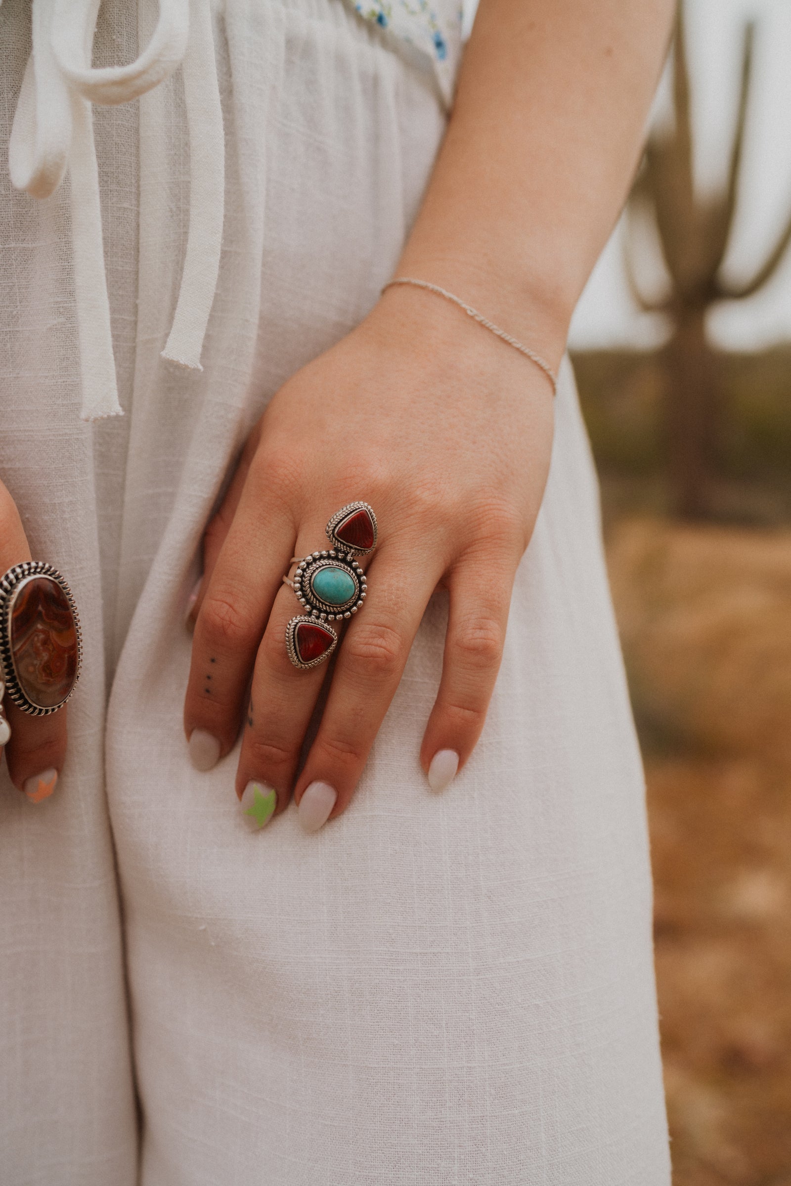Roque Ring | Turquoise + Coral
