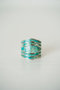 Double Bar Shield Ring | Green Turquoise