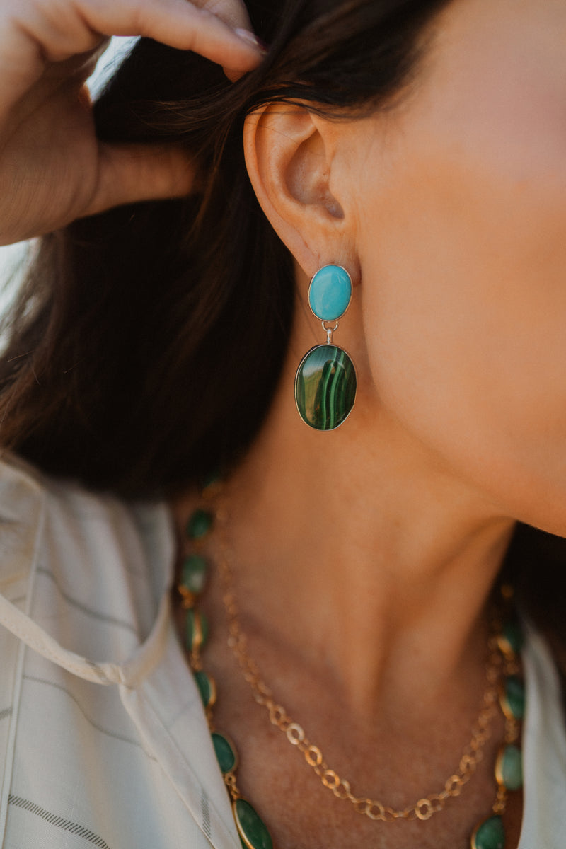 Fendy Earrings | Turquoise and Malachite