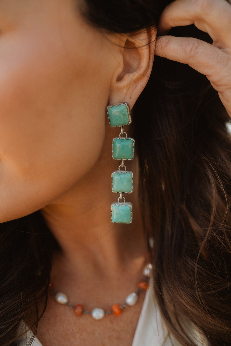 4 Square Earrings | Turquoise - FINAL SALE