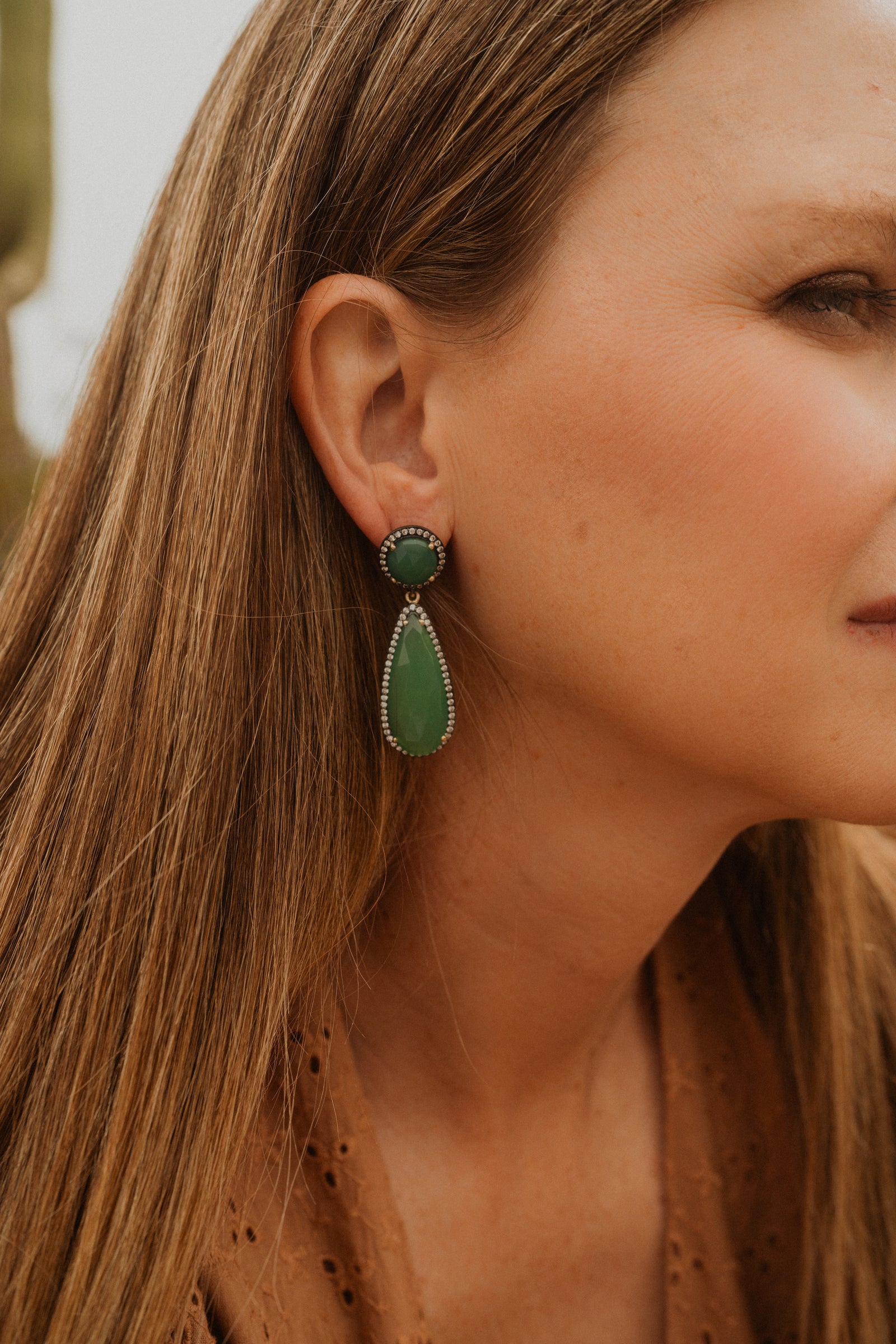 Lombardi Earrings | Green Onyx