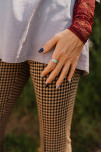 Mini Vertical Shield Ring | Turquoise