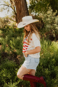 Short Sleeve American Flag Sweater