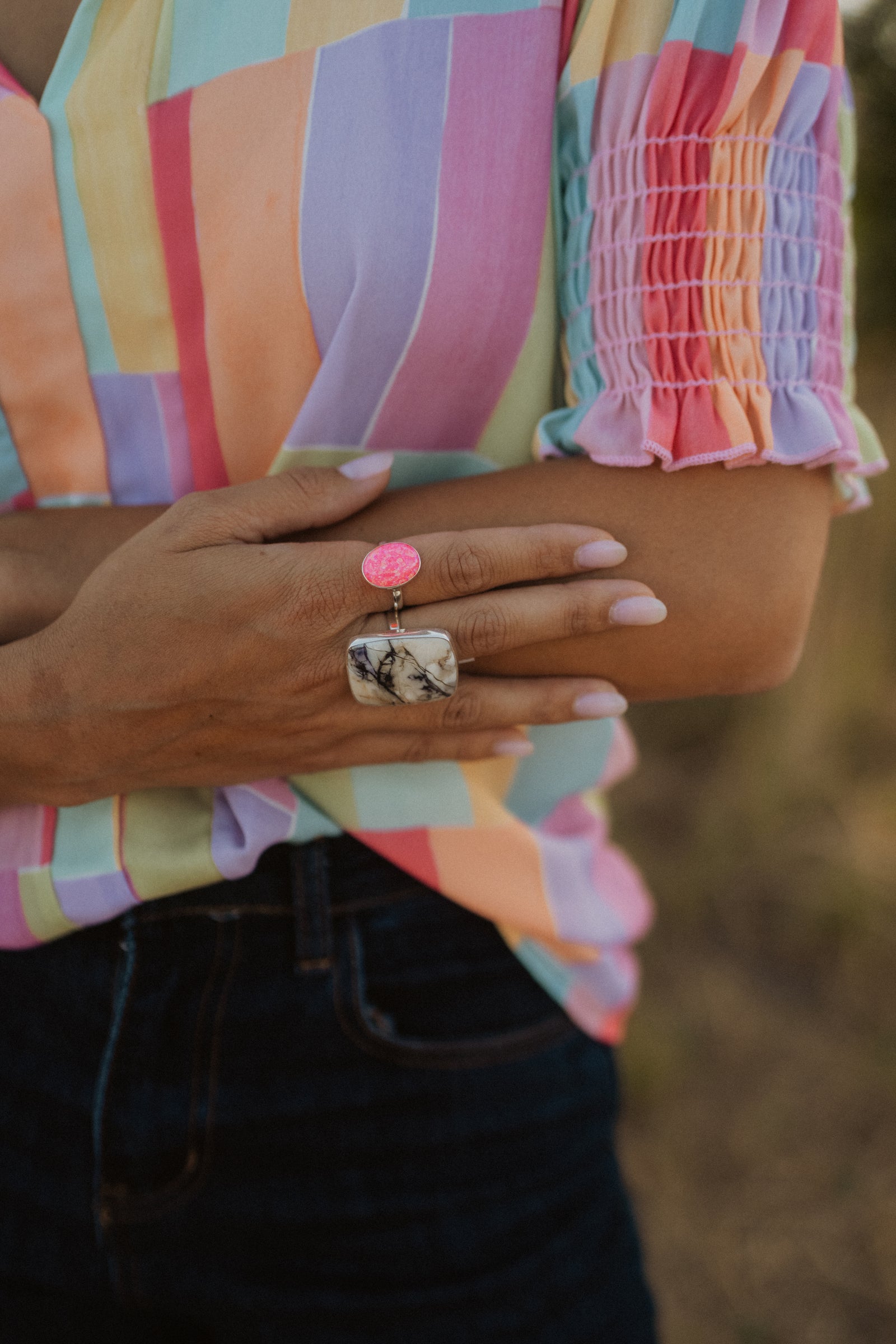 Steeley Ring | Round | Pink Opal