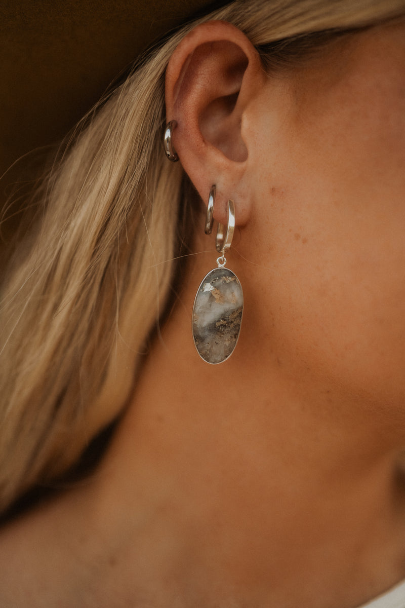 Ernie Earrings | Pyrite Quartz