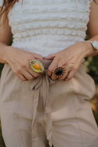 Ronette Ring | Coral + Black Onyx