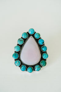 Mazzy Ring | Pink Petalite + Turquoise