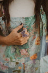 Purple Butterfly Ring | Geode Amethyst