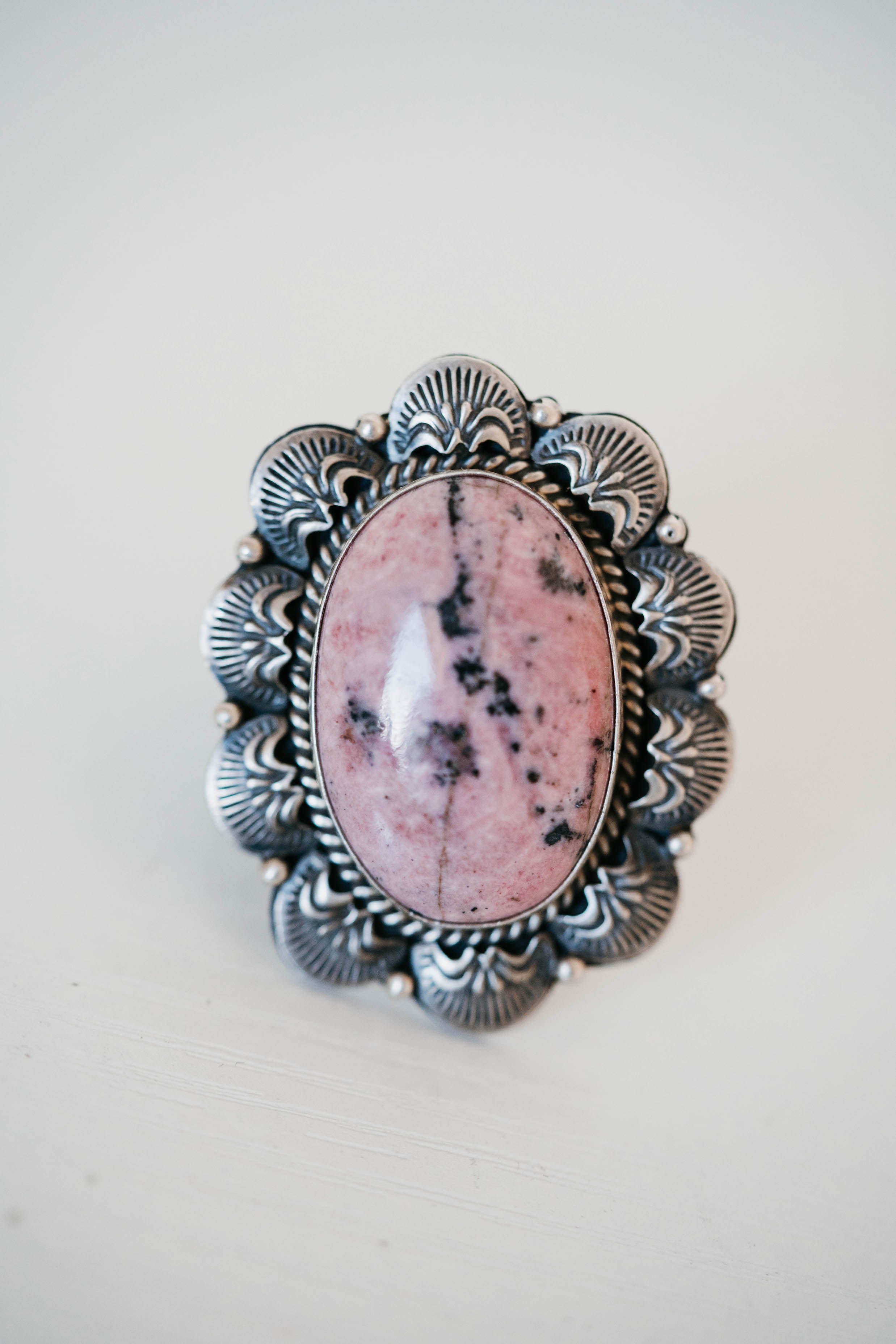 Gable Ring | Pink Rhodonite – Goldie Lew Jewelry