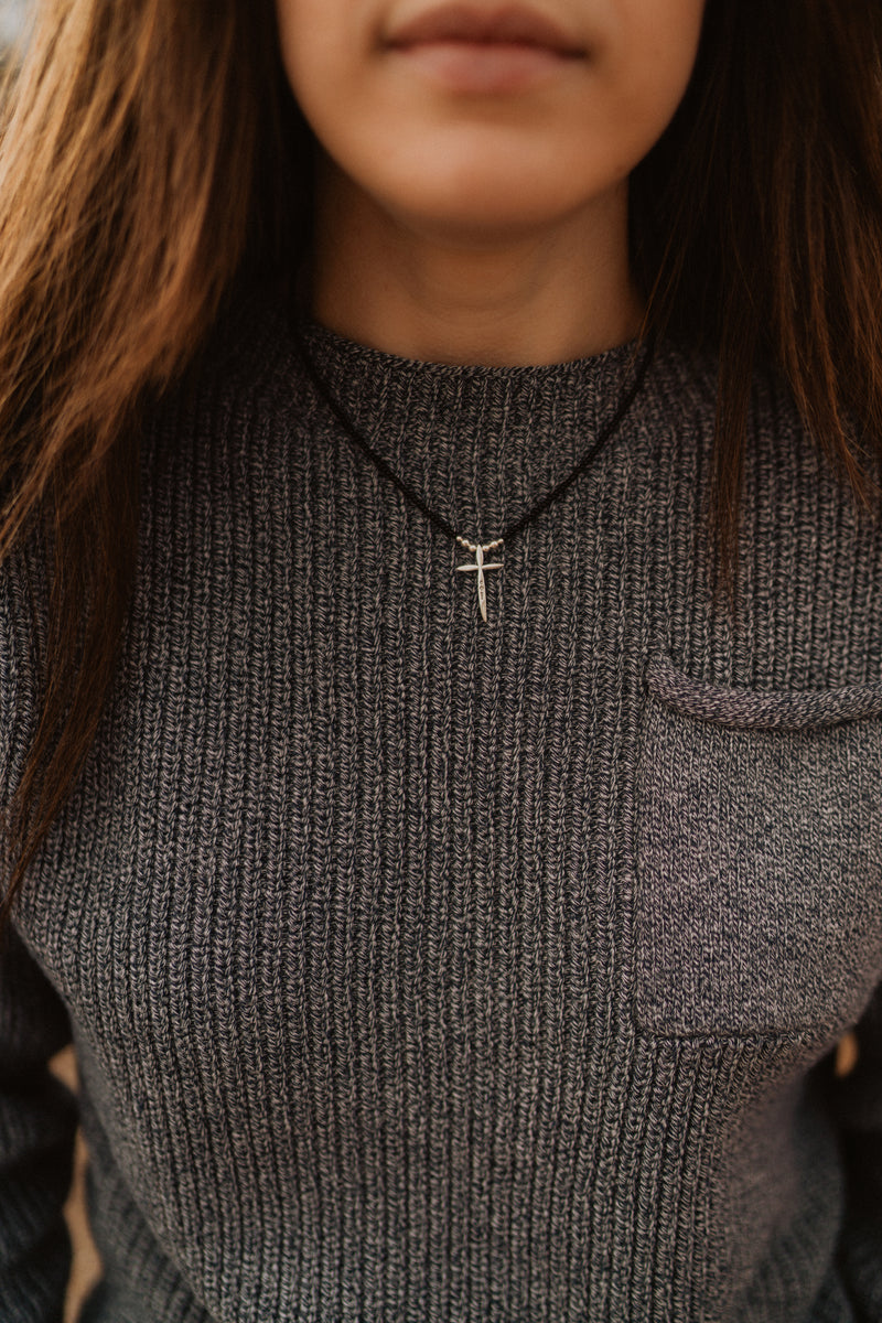 Silver + Black Cross Necklace