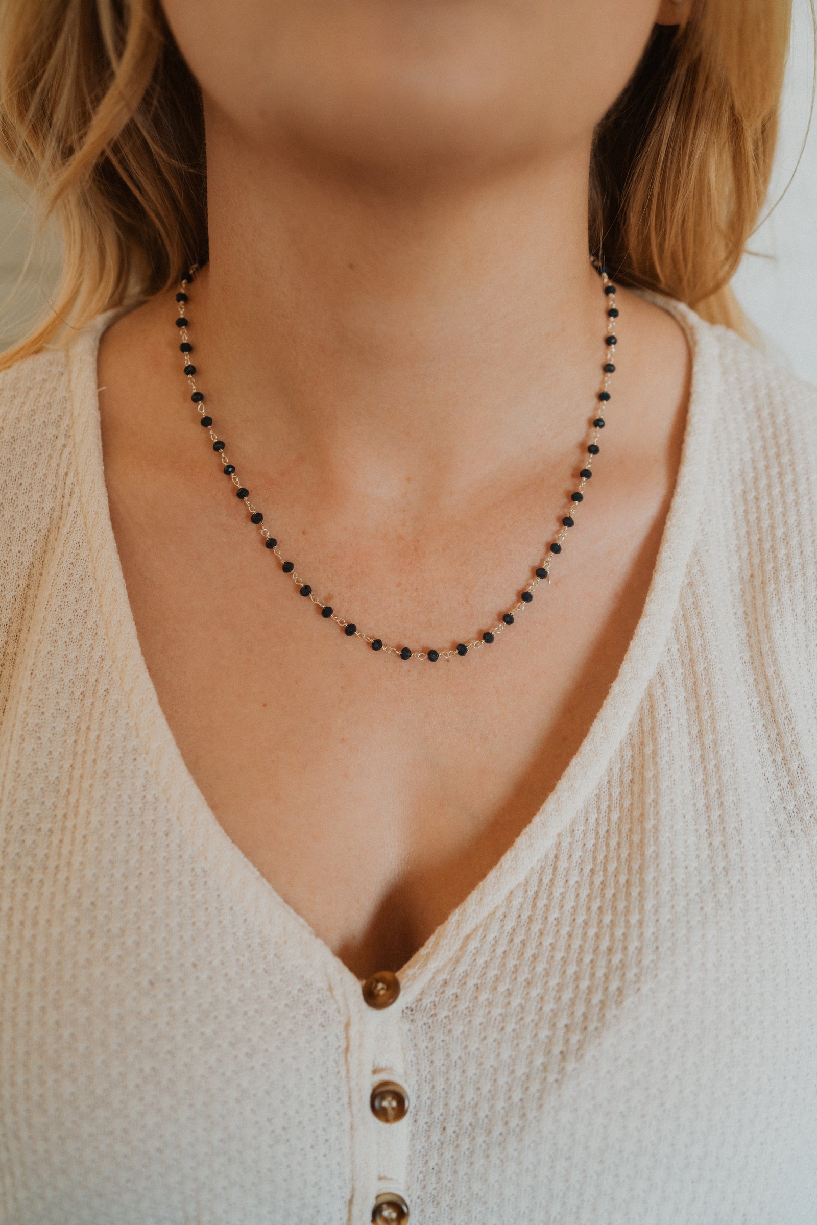 Mae Necklace | Navy + Silver