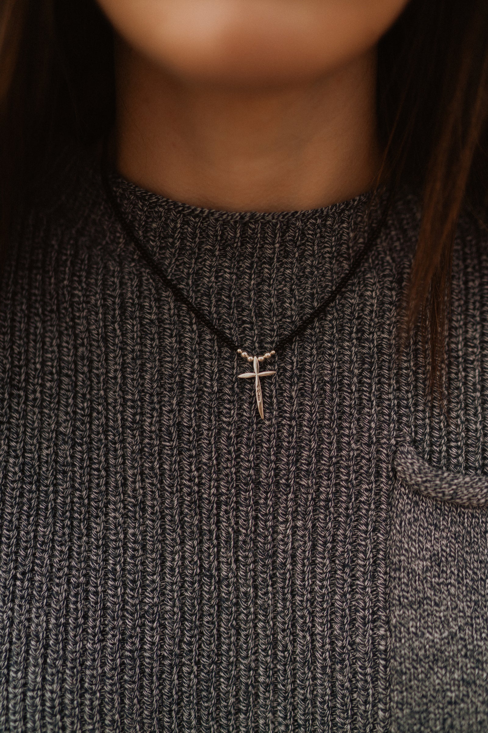 Silver + Black Cross Necklace