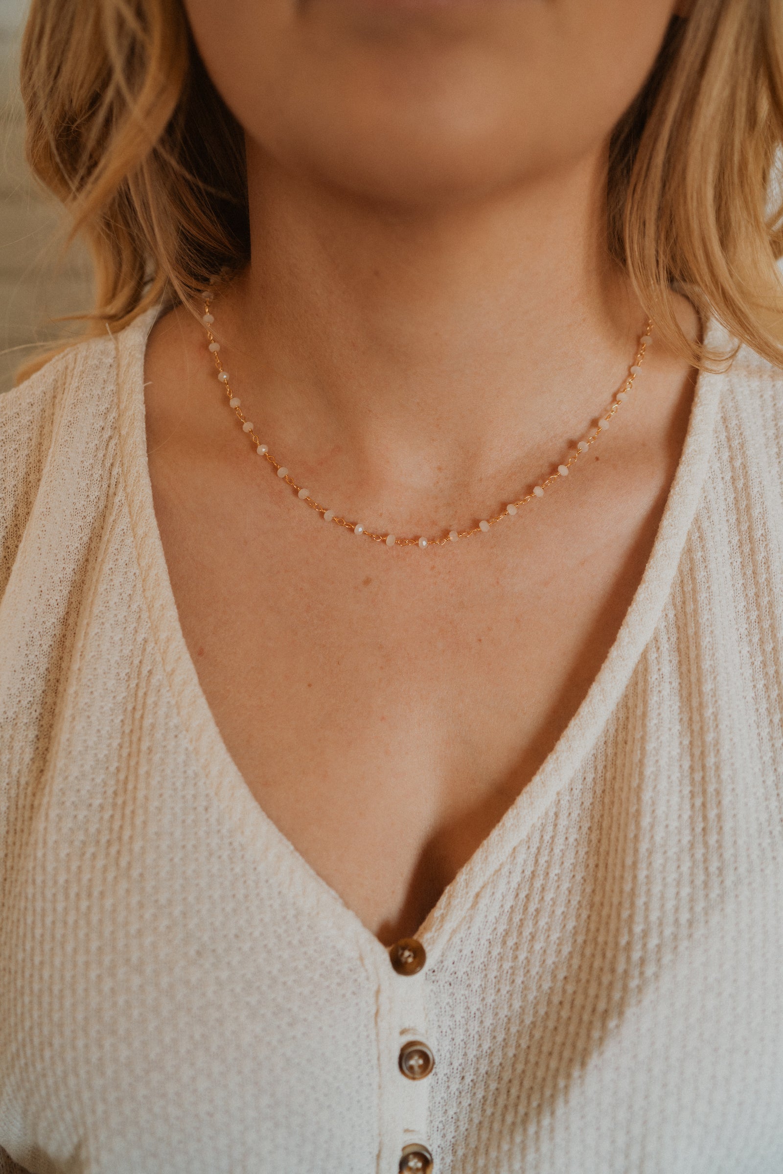 Mae Necklace | Cream + Gold