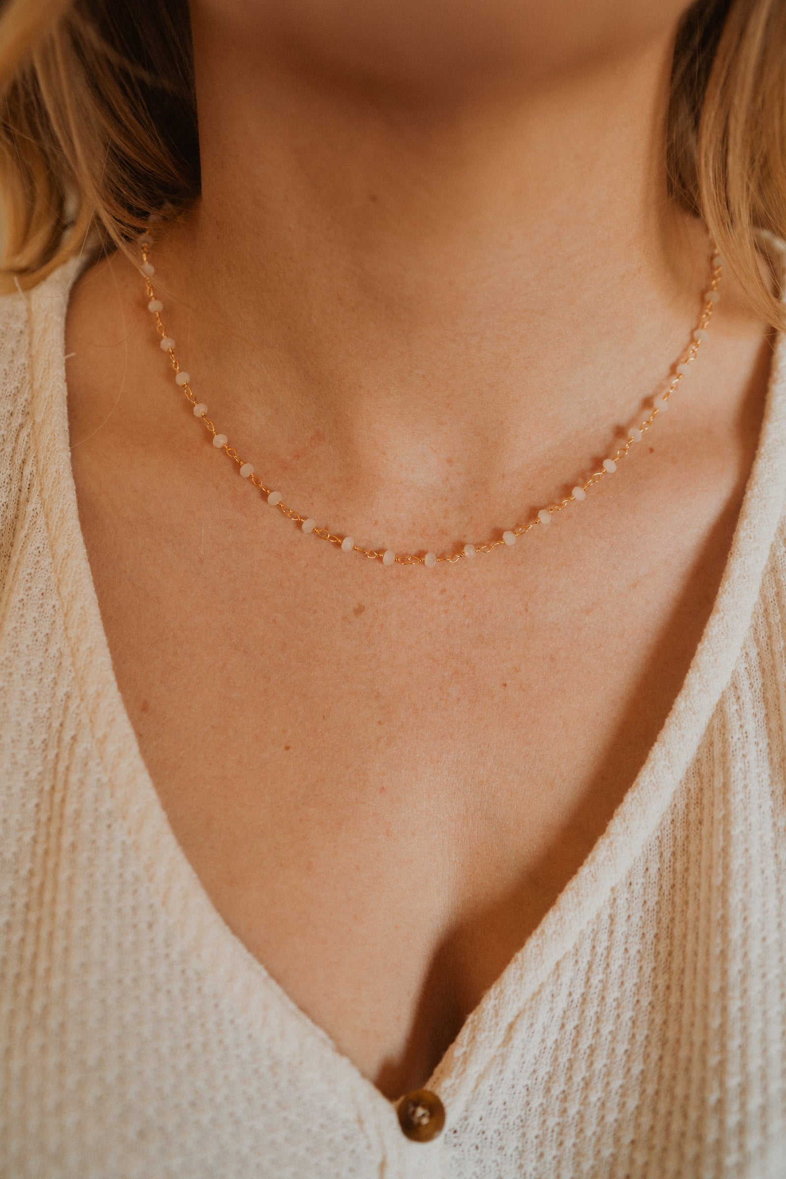 Mae Necklace | Cream + Gold