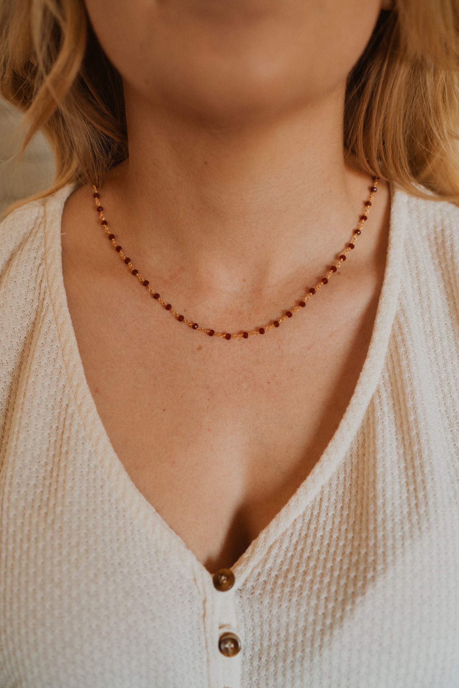Mae Necklace | Red + Gold
