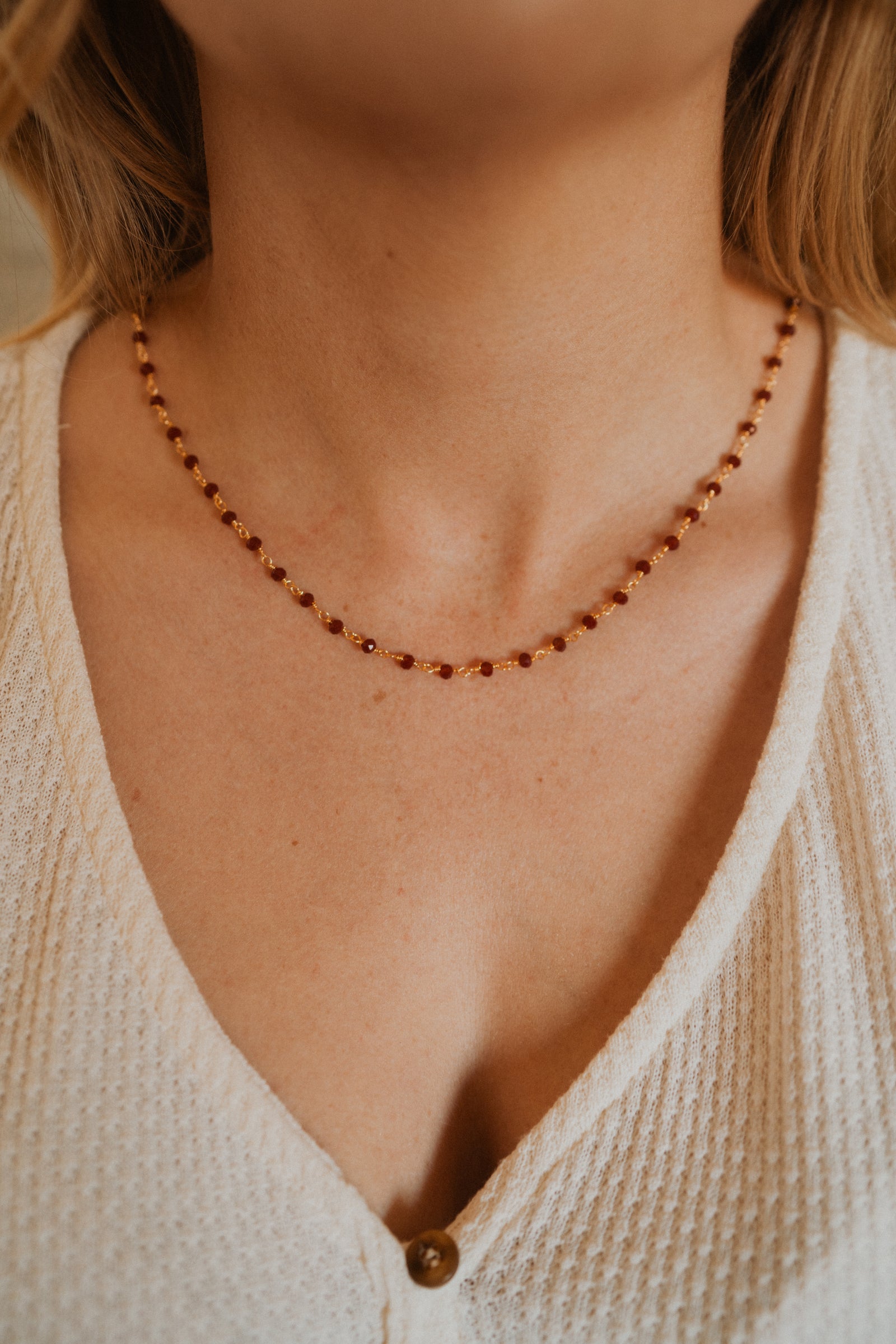 Mae Necklace | Red + Gold