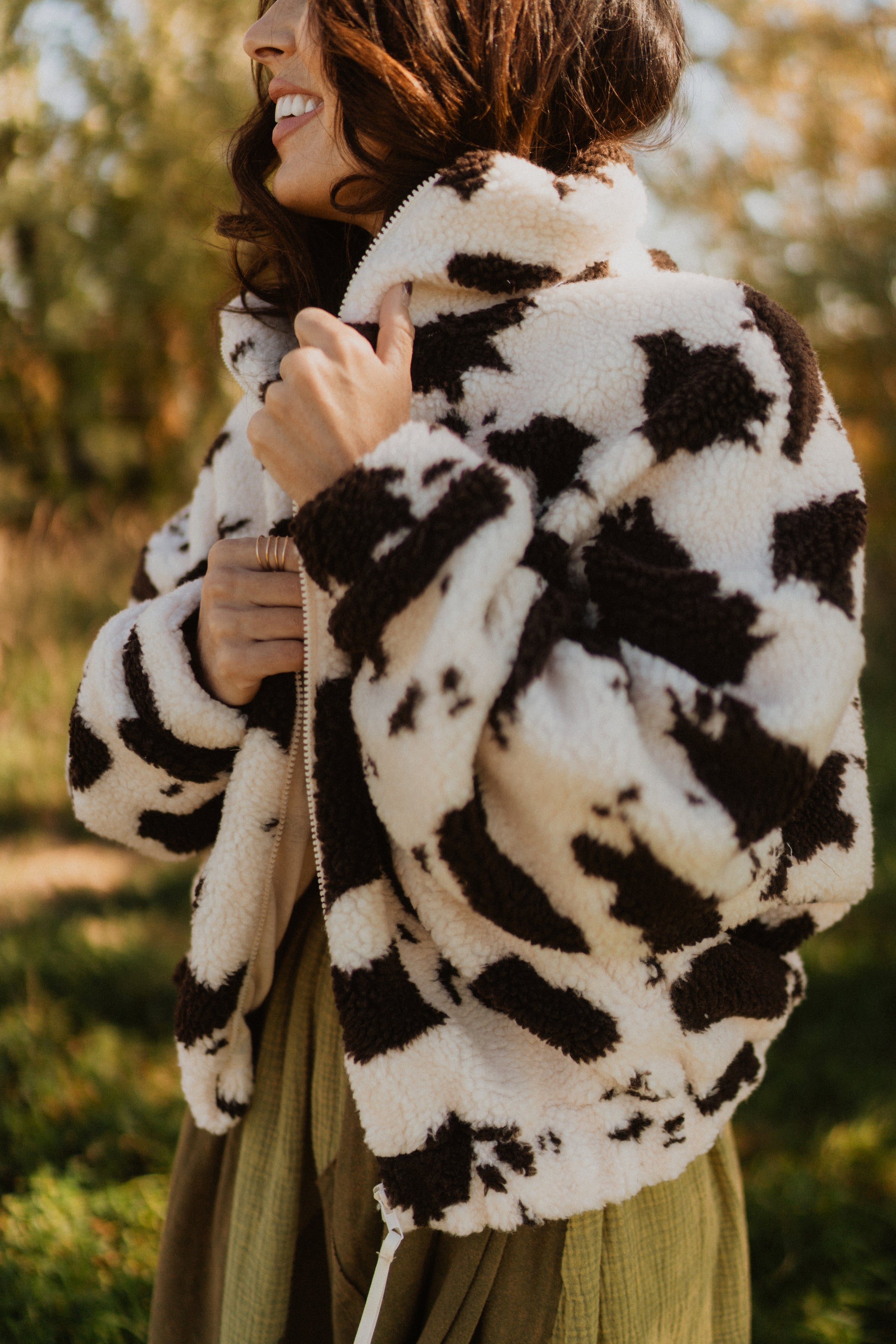 Cow Print Fluffy Coat OOFWear Cow Print Eco Fur Long Coat – Baby