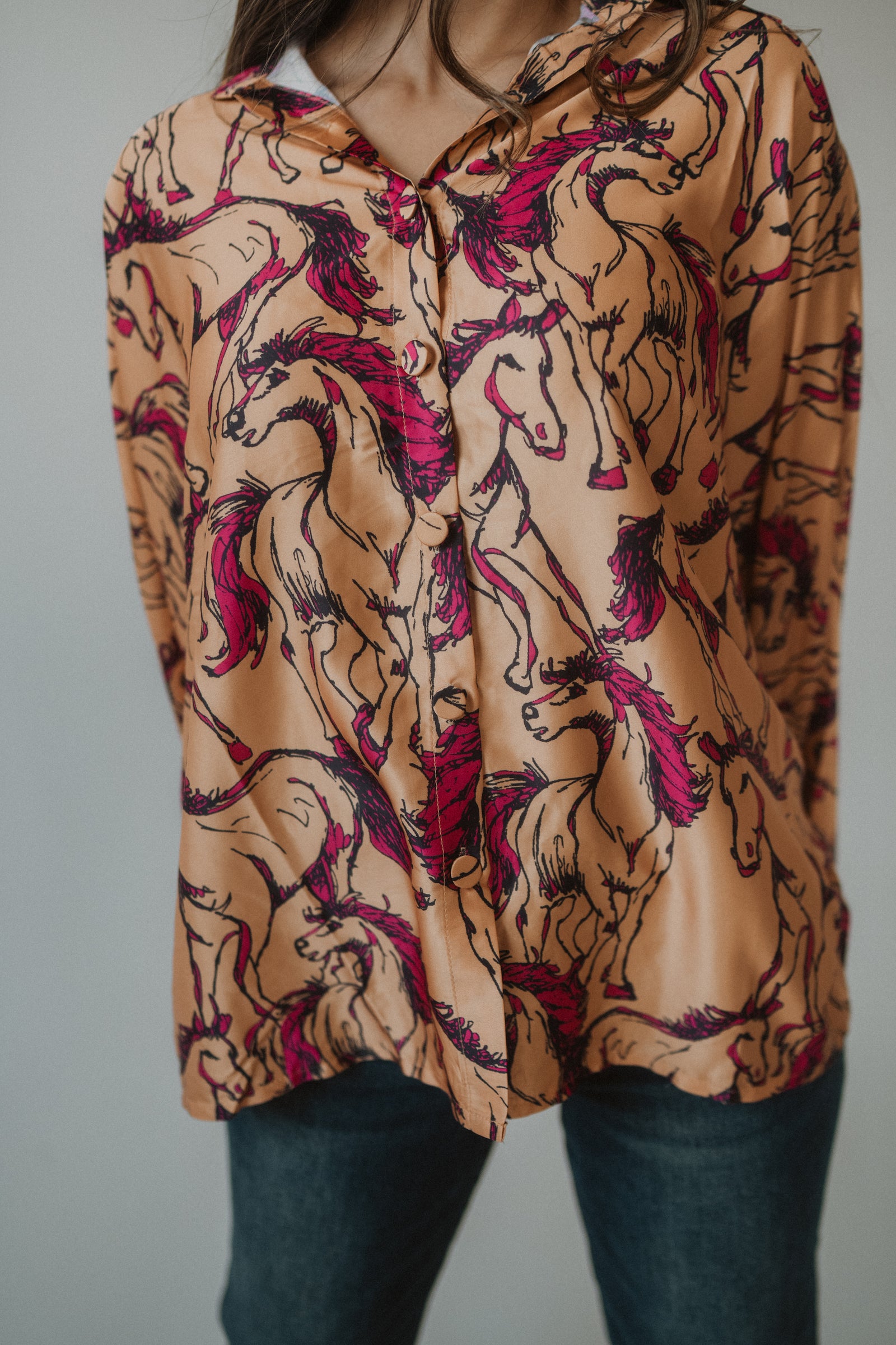 Fuchsia Horses Blouse