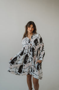 White + Black Horse Dress