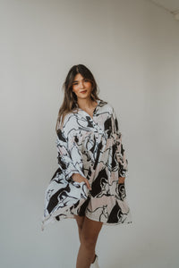 White + Black Horse Dress