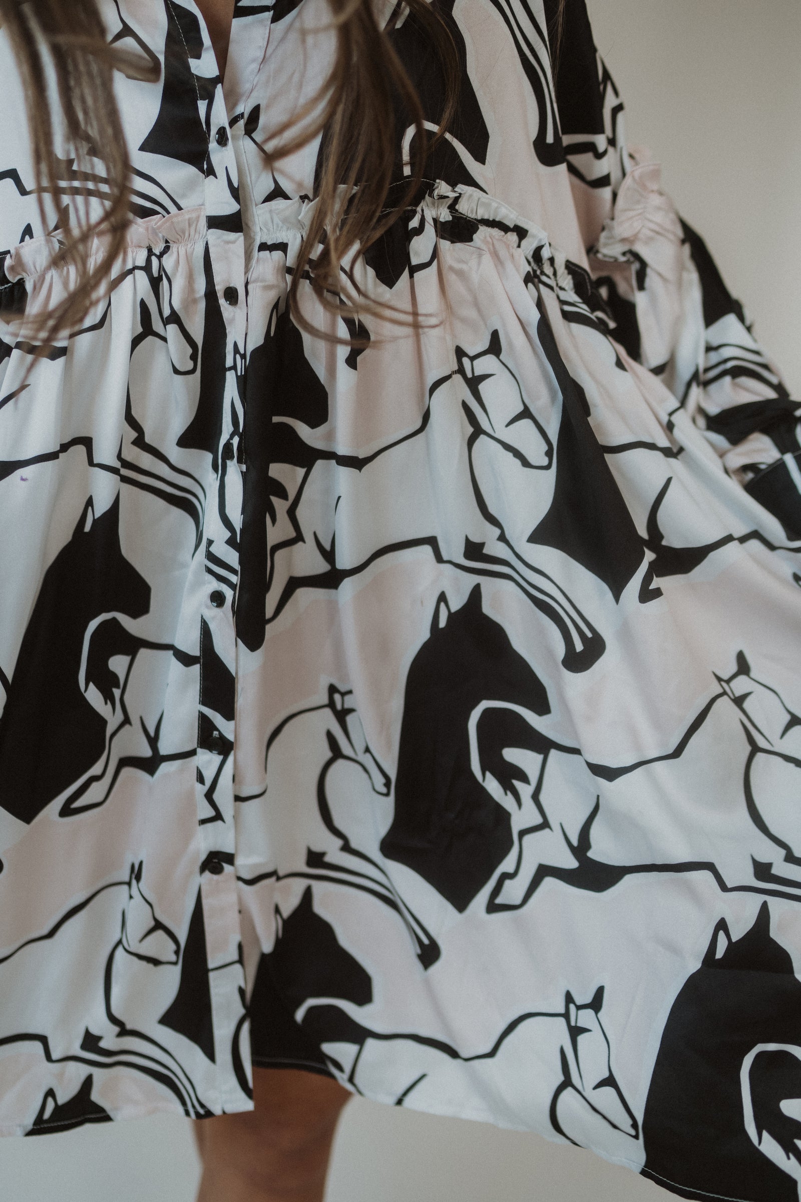 White + Black Horse Dress