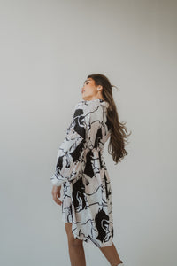 White + Black Horse Dress