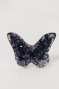 Purple Butterfly Ring | Geode Amethyst