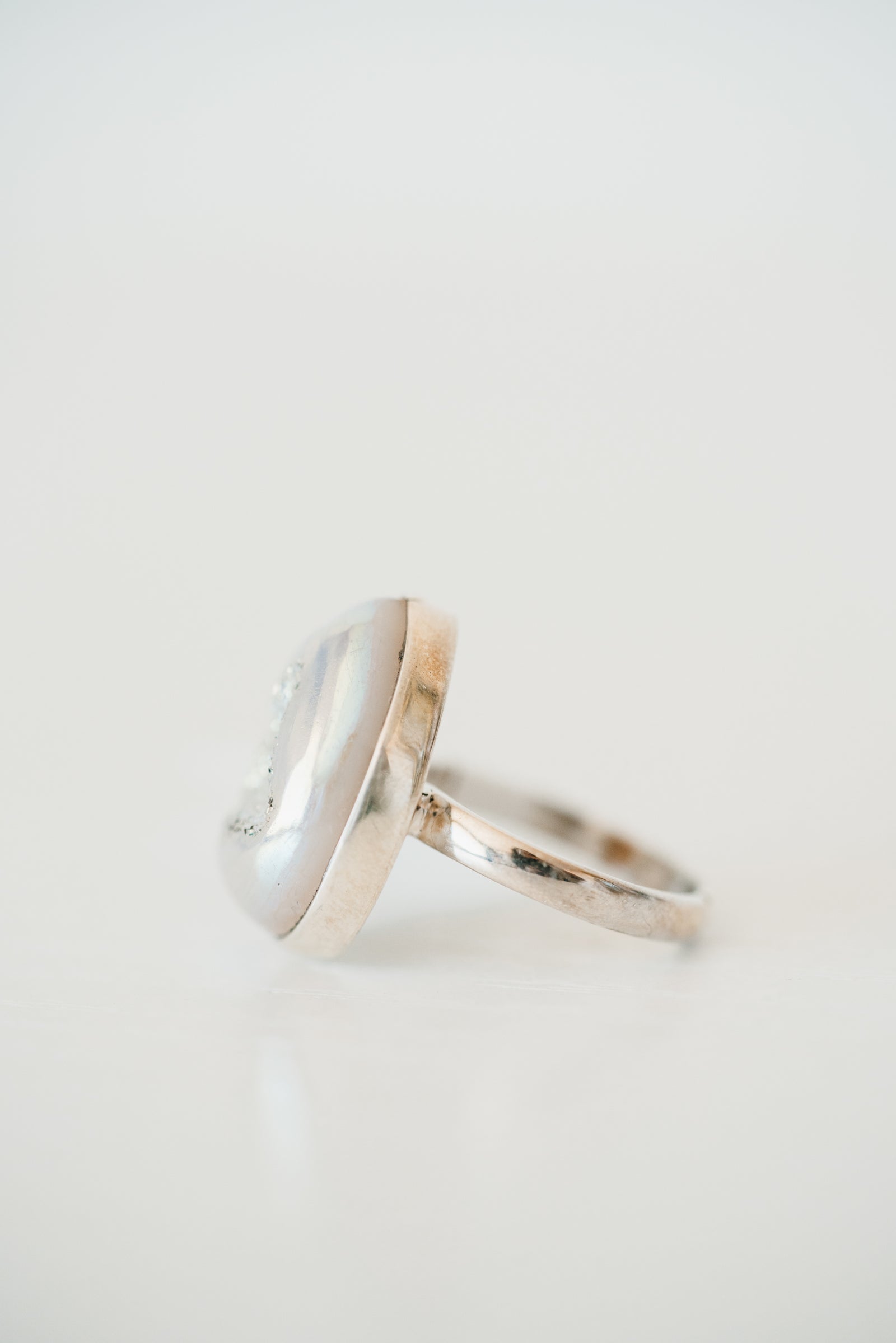 Daja Ring | White Titanium Druse